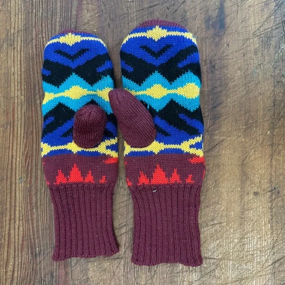 Pendleton Merino Wool Mittens Colorful One Size - Picture 2 of 7